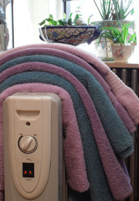 Towels on heater